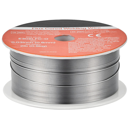 SucceBuy Flux Core MIG Welding Wire E308LFC-O 0.03in with Low Spatter for All Position Arc Welding Self-Shielded for Outdoor Use