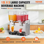 Amocart 2 3 Tanks Commercial Beverage Dispenser Ice Tea Drink Machine 304 Stainless Steel Juice Dispenser for Restaurant Hotel