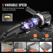 Bild in Galerie-Viewer laden, SucceBuy Wet Polisher 800W Concrete Grinder W/ 6 Variable Speed and 7 Polishing Kits Wet Grinder Machine for Polishing Grinding
