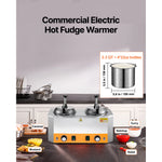 SucceBuy Electric Cheese Dispenser with Pumps 2.4 x 2 L Hot Fudge Warmer Stainless Steel Heated Double Pumps Dispenser for Fudge