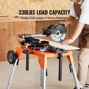 Bild in Galerie-Viewer laden, SucceBuy Miter Saw Stand with Tabletop and Wheels 330lbs Steel Collapsible Rolling Stand for Miter Saw Adjustable Height  Length
