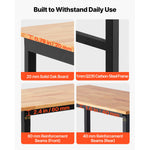 SucceBuy Adjustable Workbench 1500 lbs 48 x 24 Inch Oak Wood Top Workbench Hardwood Worktable for Garage Workshop Home Office