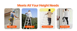 Amocart Multi-Purpose Folding Ladder 7-in-1 Tall Step Ladder A Frame Adjustable Telescoping for Household Outdoor Work