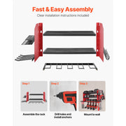 Load image into Gallery viewer, SucceBuy 3-Layer Power Tool Wall Mount Holder Pegboard Wall Storage Tool Set Drill Screwdriver Storage Rack for Workshop/Garage
