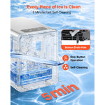 Amocart Countertop Ice Maker 33 44 lbs per Day Self-Cleaning Portable Machine w/Scoop Drawer-Style Ice Access Ice-Making Machin