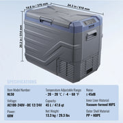 Charger l'image dans la visionneuse de galerie, Amocart 8L to 75L Car Refrigerator Fridge Portable Icebox Single&amp;Dual Zone w/Blue Tooth Temp Adjustable for Outdoor Camping RV
