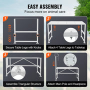 Load image into Gallery viewer, SucceBuy Goat Sheep Stand 51x23in Livestock Stand Metal Livestock Milking and Shearing Stand 21" to 33" Adjustable Height White - AMOCART
