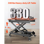 SucceBuy Electric Lift Table 330lbs Capacity Single Scissor Lift Table 8 - 28in Height Adjustable Platform for Material Handling