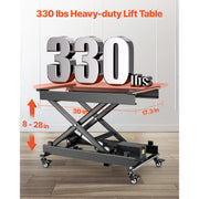 Load image into Gallery viewer, SucceBuy Electric Lift Table 330lbs Capacity Single Scissor Lift Table 8 - 28in Height Adjustable Platform for Material Handling - AMOCART
