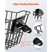 Charger l'image dans la visionneuse de galerie, SucceBuy Front Bike Basket Electric Scooter Basket - Max Bearing 20 lbs Construct from Solid Steel Kids / Adults Bicycle Basket
