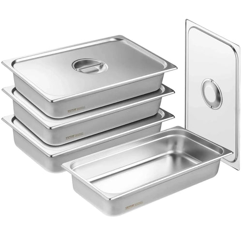 Amocart 4Pack Hotel Pans Full Size Anti-Jam Steam Pan with Lid Stainless Steel Steam Table Pan 4-Inch Deep Commercial Table Pan