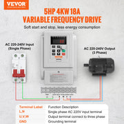 Load image into Gallery viewer, SucceBuy VFD 5HP4KW Singel Phase 220V-240V Input to 3 Phase 220V-240V Output Variable Frequency Drive for AC Motor Speed Control - AMOCART
