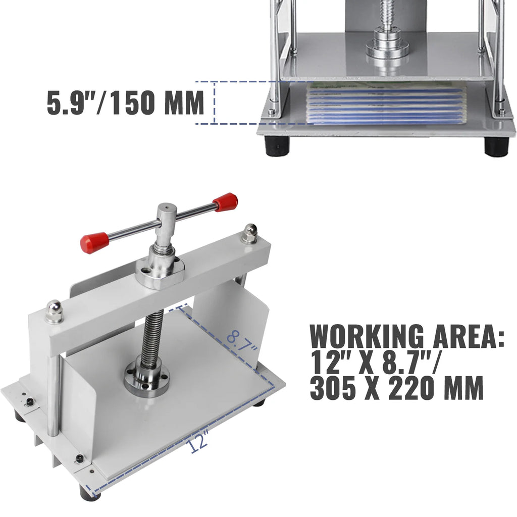 SucceBuy Manual Paper Press Machine 12x8.6 in for A4 Paper 10cm Thickness Steel Frame Paper Press Machine Papermaking Book Press