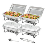 【Premium】Amocart 8QT Rectangle Chafing Dish 2/4/6 Packs w/ Full Size Pans Buffet Catering Warmer Server Folding Stand Fuel Hold