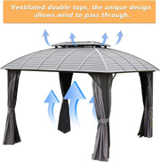 Load image into Gallery viewer, Aluminum Alloy Frame Outdoor Hard Roof Gazebo Heavy Duty Waterproof UV Resistant Anti Rust All Weather Metal Garden Gazebo

