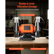 Load image into Gallery viewer, SucceBuy Bench Grinder 8-inch Single Speed Bench Grinder with Induction Motor Adjustable Eye Shield for Fast Sharpening Grinding
