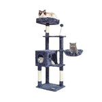 Amocart Cat Tree for Indoor Cats Cat Tower with Cat Condo Sisal Scratching Post HammockTop Perch Jumping Platforms Dark Grey