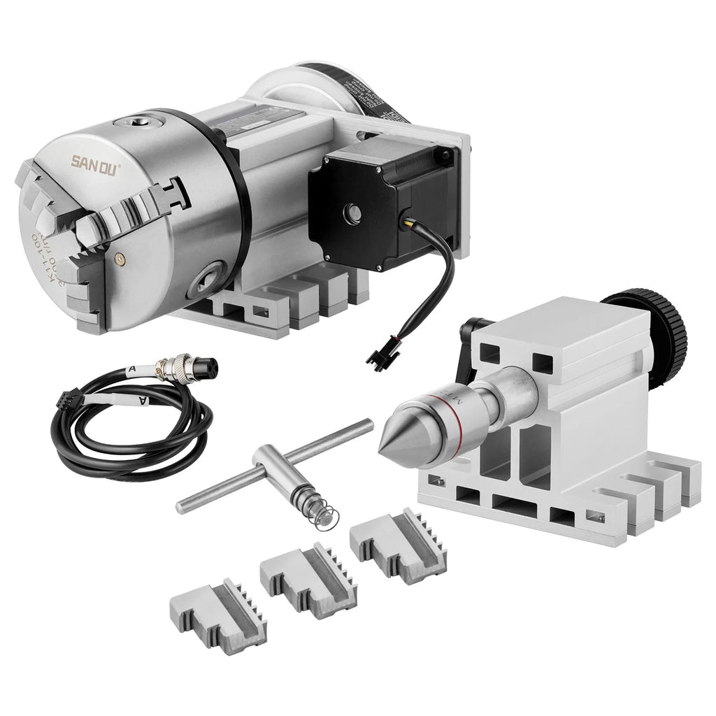 SucceBuy Dividing Head K11-100mm 3Jaw Chuck 2.6"/65mm Center Height MT2 Tailstock 6:1 Gear Ratio Universal for Milling Engraving