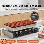 Amocart 50Pcs Mini Dutch Pancake Maker Dorayaki Baker Machine Commercial Non-stick Waffle Maker Dual Temp & Time Control