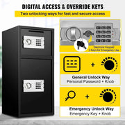 Load image into Gallery viewer, Amocart 33" Double Door Safe Deposit Box Secret Hidden Piggy Bank Steel Separate Storage Space Electronic Lock for Office Home
