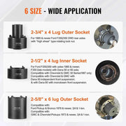 Load image into Gallery viewer, Amocart Spindle Nut Socket Tool Kit 1/2 inch Drive 6 Piece Axle Hub Nut Socket Set Vehicles Axle Spindle Nut Retainers Remover
