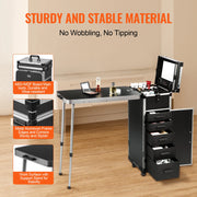 Charger l'image dans la visionneuse de galerie, SucceBuy Professional Makeup Train Case Aluminum Cosmetic Case Workbench With Supporting Legs Rolling Makeup Case Extra Large

