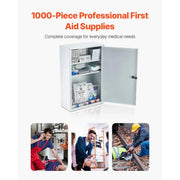 Charger l'image dans la visionneuse de galerie, SucceBuy 3-Shelf First Aid Cabinet 1000Pcs Wall Mounted OSHA&amp;ANSI 2015 (Class A) Industrial Emergency Metal Med Box for Business
