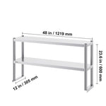 Amocart Stainless Steel kitchen worktable Overshelf with Height Adjustable Overshelf Prep Work Table for Kitchen Restaurant