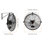SucceBuy 4 Sizes Wall-Mount Misting Fan 3-speed IP44 Waterproof Oscillating Wall Fan Max. 9500 CFM Wall Mounted Fan for Home