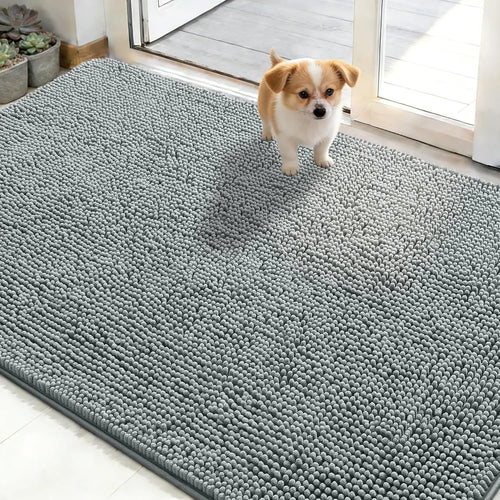 Dog Door Mat for Muddy Paws 48x30, Absorbs Moisture and Dirt, Absorbent Non-Slip Washable Doormat, Quick Dry Chenille Mud Mat