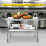 Amocart Folding Commercial Prep Table Commercial Worktable Workstation with Undershelf Folding Table for Home Kitchen