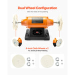 Amocart 1/2HP Bench Buffer Polisher 6-inch 3450RPM Single Speed  with 2PCS Cloth Wheels Cast Iron Base for Metal Wood Polishing