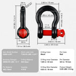 Amocart 4pcs 5/8" D-Ring Shackle 8T 13T Breaking Strength Tow Hook with 3/4" Screw Pin for Truck Off Road Towing Accessories