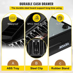 Amocart Cash Register Drawer 16" 12 V for POS System Tray Removable Coin Compartment & 2 Keys Included RJ11/RJ12 Cable Drawer