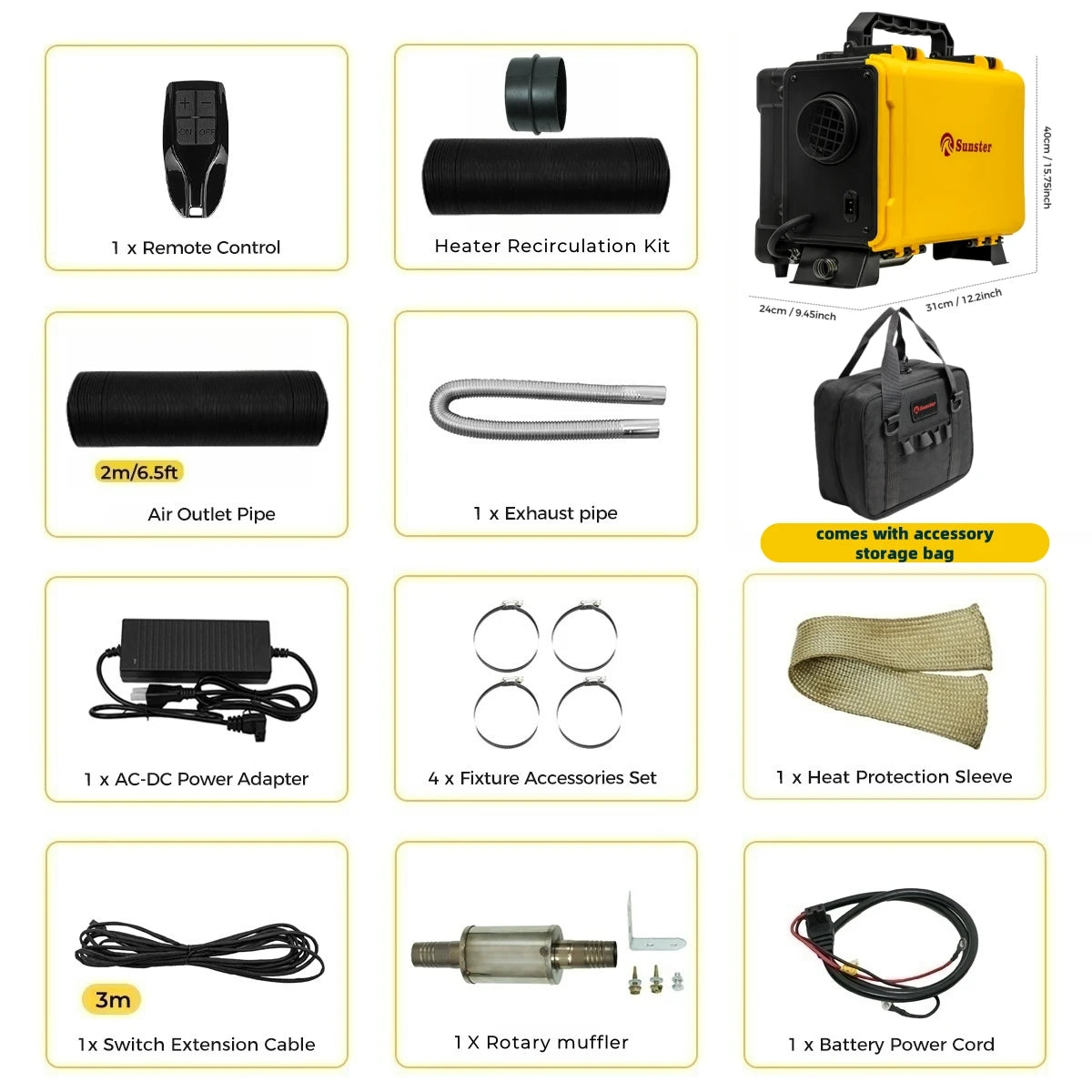 8KW 12V 220V Portable Diesel Air Heater With Bluetooth APP Auto Thermostat Car Parking Heater for RV Camper Tent Garage Home Amocart