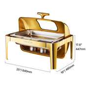 Bild in Galerie-Viewer laden, Amocart 9Qt Roll Top Chafing Dish Buffet Stainless Steel Chafer with Full Size Pan Visible Lid Rectangle Catering Warmer Server
