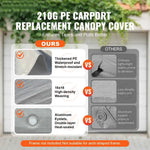 Amocart Carport Replacement Canopy Cover Garage Top Tent Shelter Tarp Heavy-Duty Waterproof & UV Protected with Ball Bungees