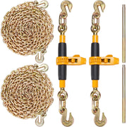 Load image into Gallery viewer, SucceBuy 2PCS Ratchet Chain Binder 3/8"-1/2" with G80 Chains 12000 lbs Adjusting Handle  Hauling for Flatbed Truck Trailer - AMOCART
