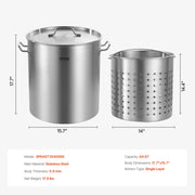 Load image into Gallery viewer, Amocart 36-100QT Stainless Steel Stockpot Cooking Pots Cookware Sauce Pot with Basket Lid Heavy Duty Commercial Grade Stock Pot
