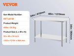 Amocart 4 Size Stainless Steel Prep Table Heavy Duty Metal Worktable Commercial Work Table for Restaurant and Home