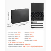 Load image into Gallery viewer, SucceBuy Drive Impact Socket Set 6 Point Shallow Impact Sockets with Extension Bars Cr-V Steel Size Marking and Carrying Case - AMOCART
