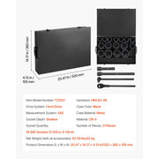 Load image into Gallery viewer, Amocart Drive Impact Socket Set 6 Point Shallow Impact Sockets with Extension Bars Cr-V Steel Size Marking and Carrying Case
