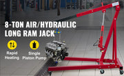Bild in Galerie-Viewer laden, SucceBuy Hydraulic/Pneumatic Long Ram Jack 8 Tons/17363 lbs Capacity with Single Piston Pump &amp; Clevis Base Manual Cherry Picker
