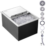 Amocart Drop in Ice Chest Stainless Steel Ice Cooler Commercial Ice Bin with Sliding Cover Outdoor Kitchen Ice Bar