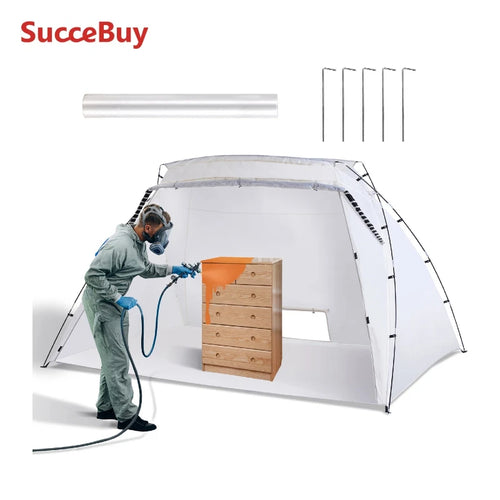 SucceBuy Portable Paint Booth Shelter 7.5x5.2x5.2/10x7x6ft Foldable Spray Painting Tent for Furniture Craft Project DIY Tool