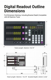 Bild in Galerie-Viewer laden, 3-Axis Milling Machine DRO with Diagonal Hole Dividing &amp; Total Length Method - Hole Positioning for Manual Mill
