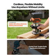 Load image into Gallery viewer, SucceBuy Cordless Wood Router with Fixed Base 1/4-Inch Collet for Woodworking Compatible with Makita 18V Batteries (No Battery) - AMOCART
