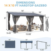 Load image into Gallery viewer, Hard Top Lean-to Gazebo Pergola Curtains &amp; Netting Wall-Mounted Patio Deck Awning, Custom
