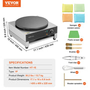 Load image into Gallery viewer, SucceBuy Electric Crepe Maker 16 Inch Commercial Crepe Machine Flat Plate Crepe Griddle Nonstick Circular Cereals Pancake Stove - AMOCART
