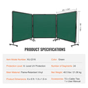 Load image into Gallery viewer, SucceBuy Welding Screen with Frame 6' x 6' 3 Flame-Resistant Vinyl Welding Protectionon 12 Swivel Wheels for Workshop Red/Green - AMOCART
